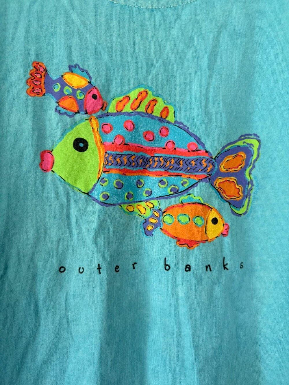 Vintage Fresh Produce Outer Banks Fish Tank Top — Made in USA, Sz L - Picture 3 of 6